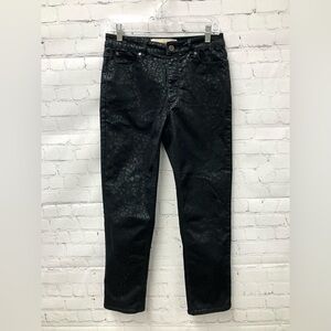 NWOT Soft Surroundings Animal Print Black Metallic Denim Jeans Pants Size 4